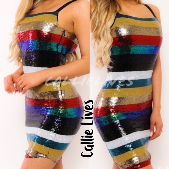 ⭐️⭐️Host Pick 12-11-22‼️‼️Callie Lives Multi-Colored Mini Dress. NWT. Size Large - Picture 3 of 4